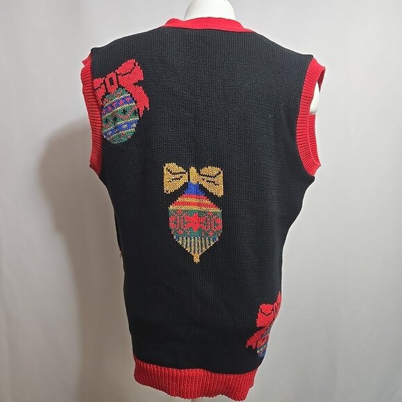 FLAW NWT VTG Sweater Loft Ugly Christmas Vest Dead Stock Knit Golden Details - Picture 4 of 8